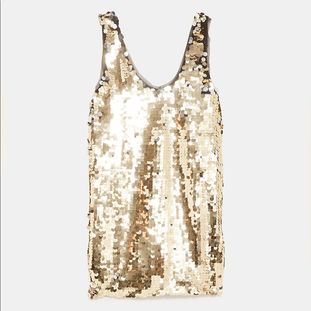 Zara Gold Sequin Tank Top - Size Small - NWT
